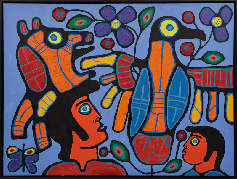 Norval Morrisseau, Shaman Preaching to All Things, four acrylic on canvas panels (a quadriptych), 1992 - view 2