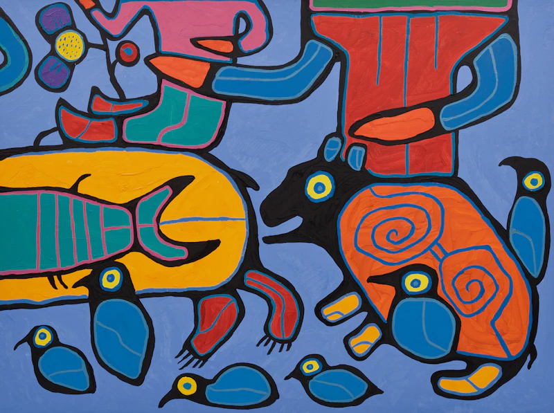 Norval Morrisseau, Shaman Preaching to All Things, four acrylic on canvas panels (a quadriptych), 1992 - view 4