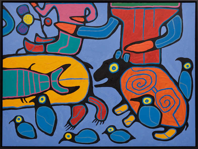 Norval Morrisseau, Shaman Preaching to All Things, four acrylic on canvas panels (a quadriptych), 1992 - view 5