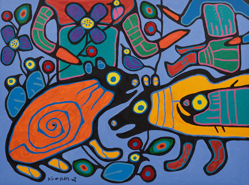 Norval Morrisseau, Shaman Preaching to All Things, four acrylic on canvas panels (a quadriptych), 1992 - view 7