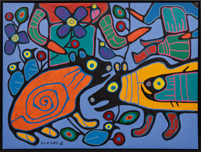 Norval Morrisseau, Shaman Preaching to All Things, four acrylic on canvas panels (a quadriptych), 1992 - view 8
