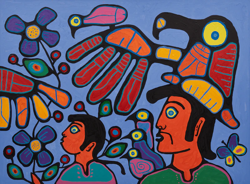 Norval Morrisseau, Shaman Preaching to All Things, four acrylic on canvas panels (a quadriptych), 1992 - view 10