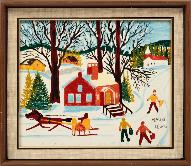 Maud Lewis, Schoolhouse in Winter, mixed media on board - view 2