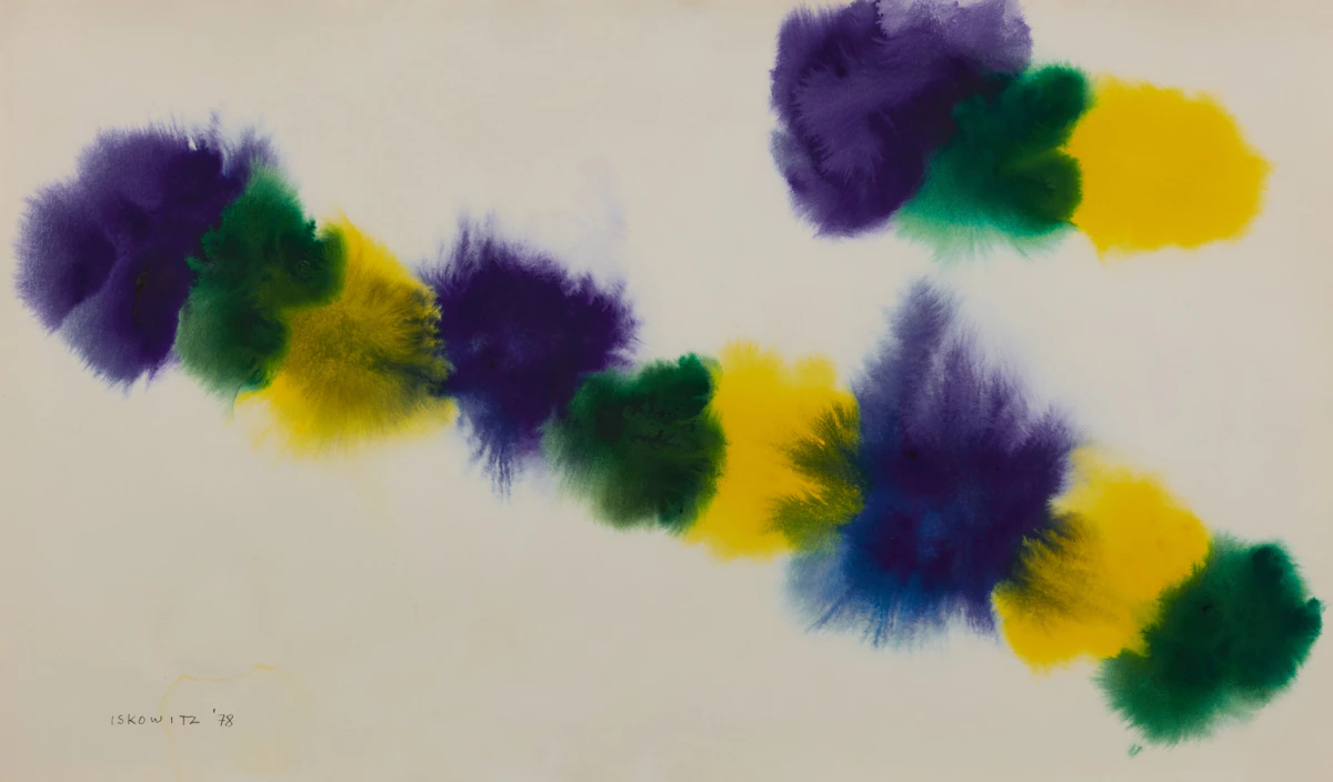 Gershon Iskowitz, Untitled Abstract (Blue and Yellow), watercolour, 1978