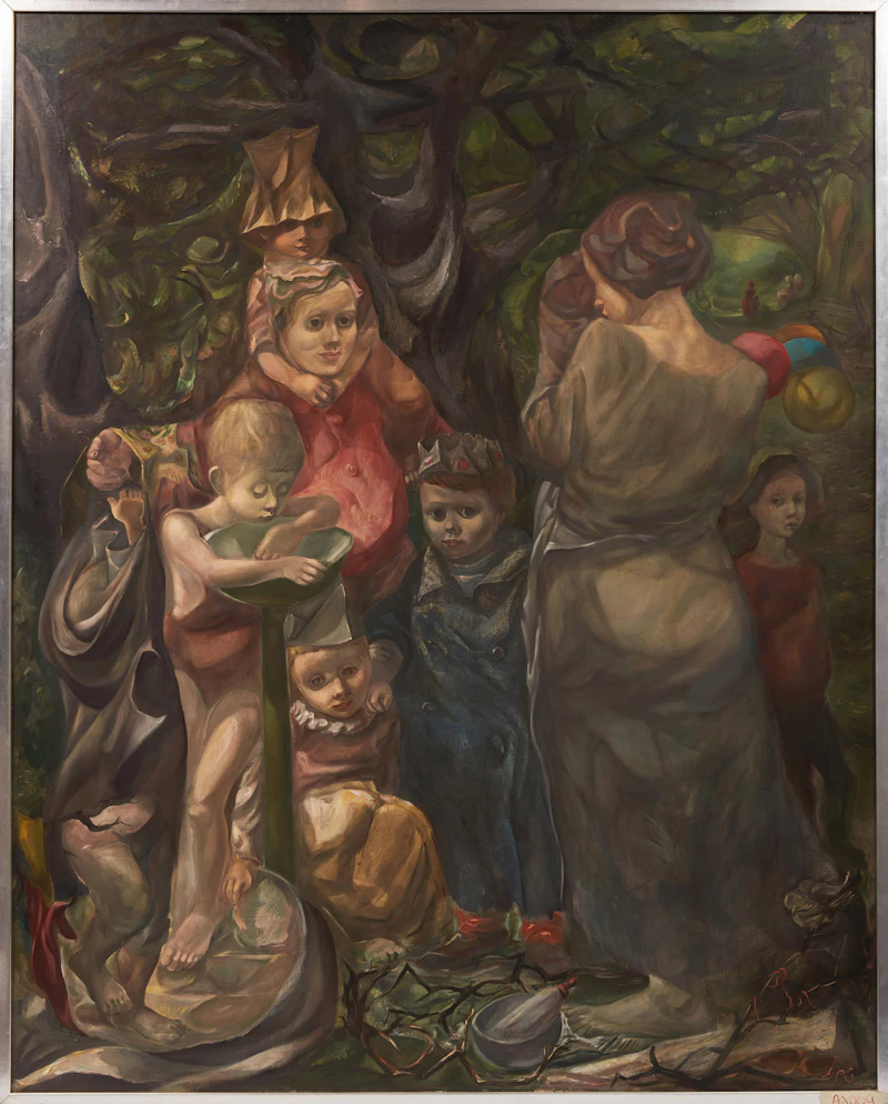 Jack Nichols, Forest Scene with Figures, oil on canvas, 1952 - view 2