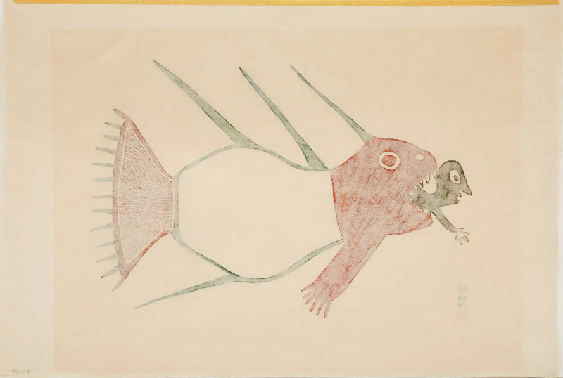 Anirnik Oshuitoq, Seabeast, stonecut print, 1974 - view 3