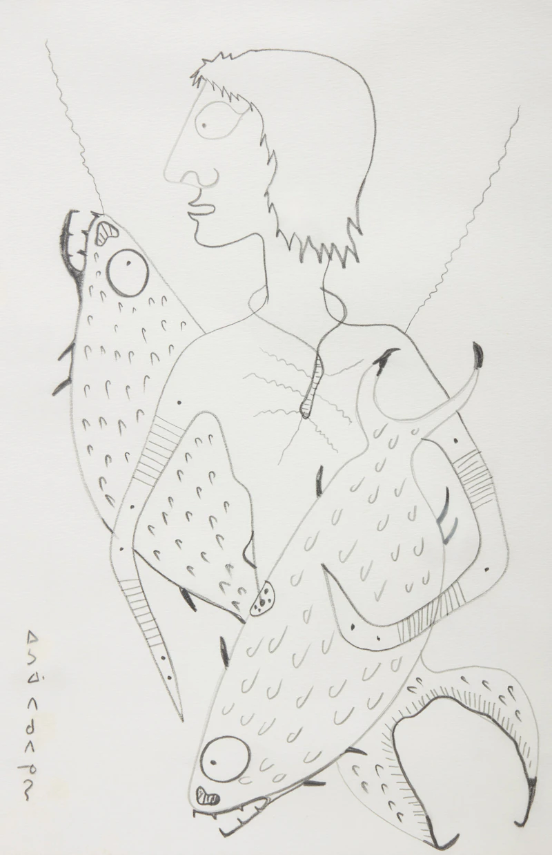 Untitled (Man with Fish) by Norval Morrisseau