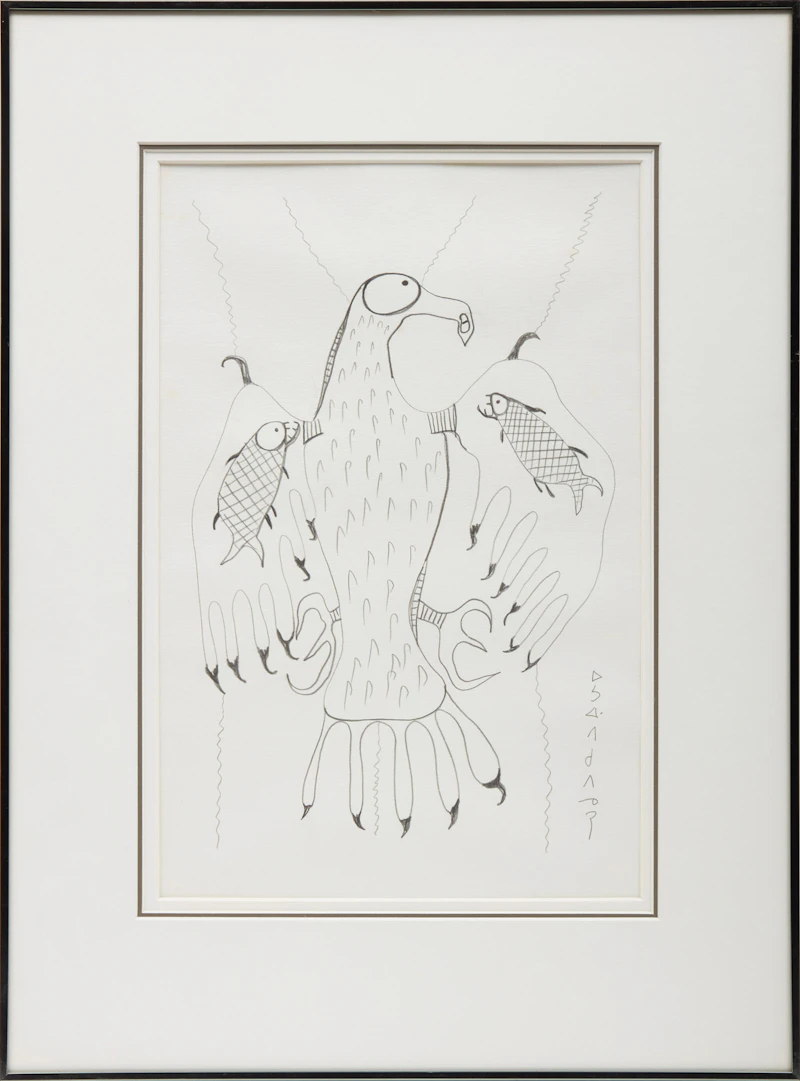 Norval Morrisseau, Untitled (Bird and Fish), graphite on paper - view 2