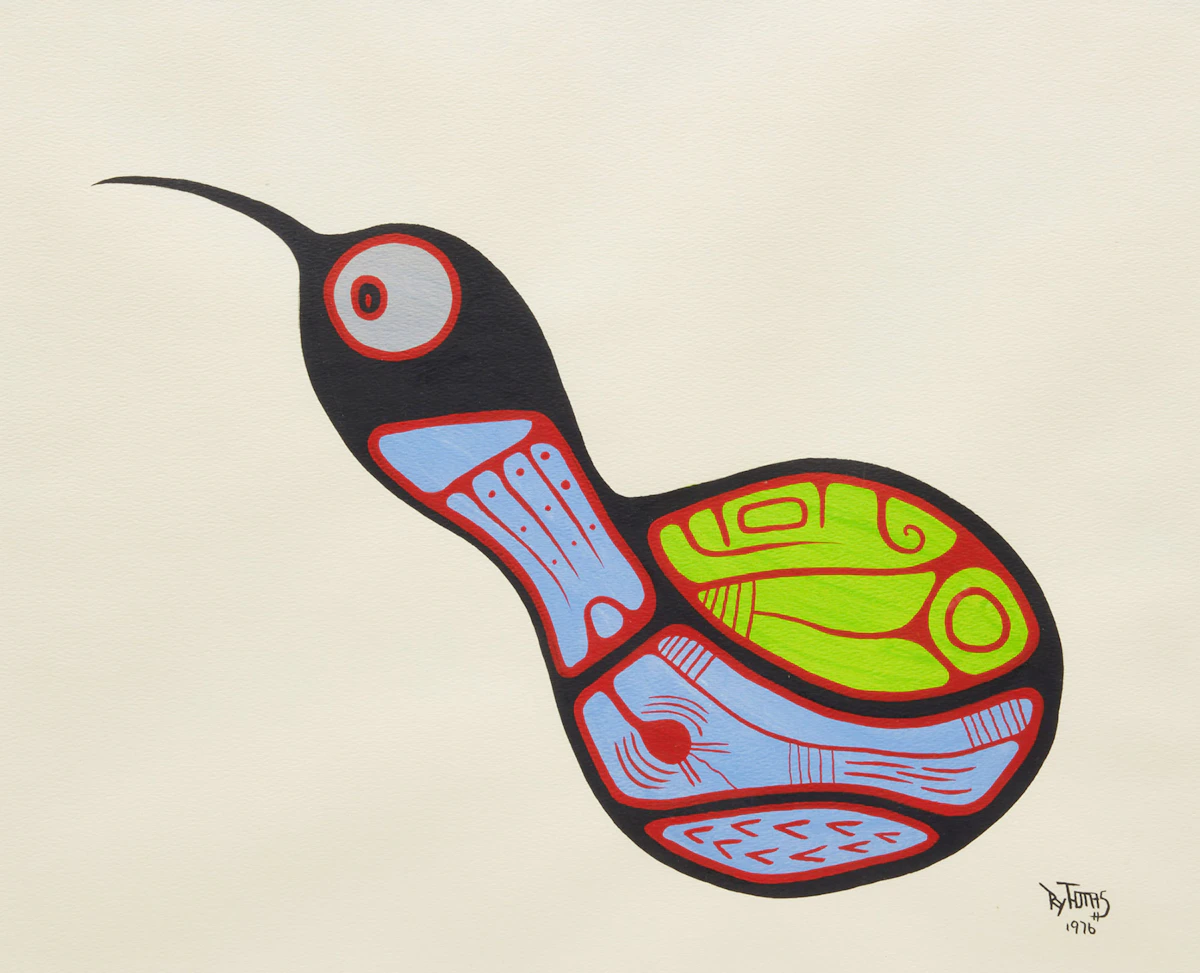 Roy Thomas, Nesting Bird; Two Birds, two acrylics on paper, 1976