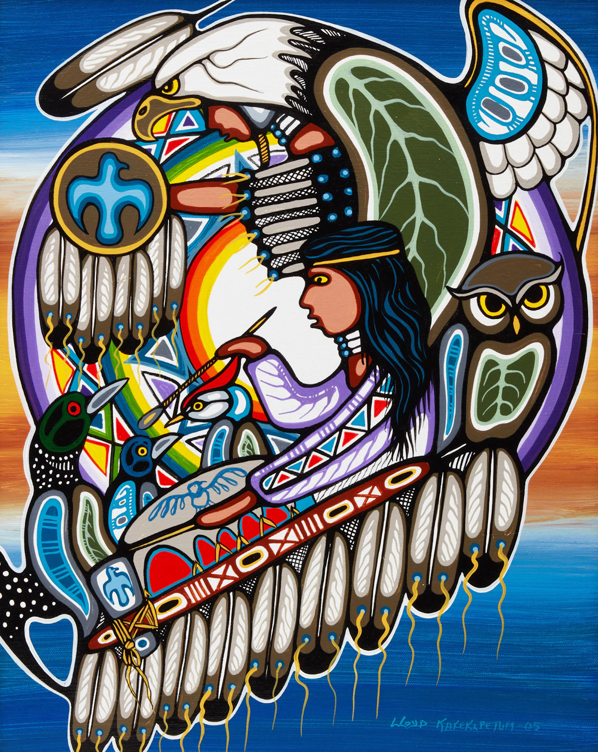 Lloyd Kakepetum, The Drummer , oil on canvas, 2005