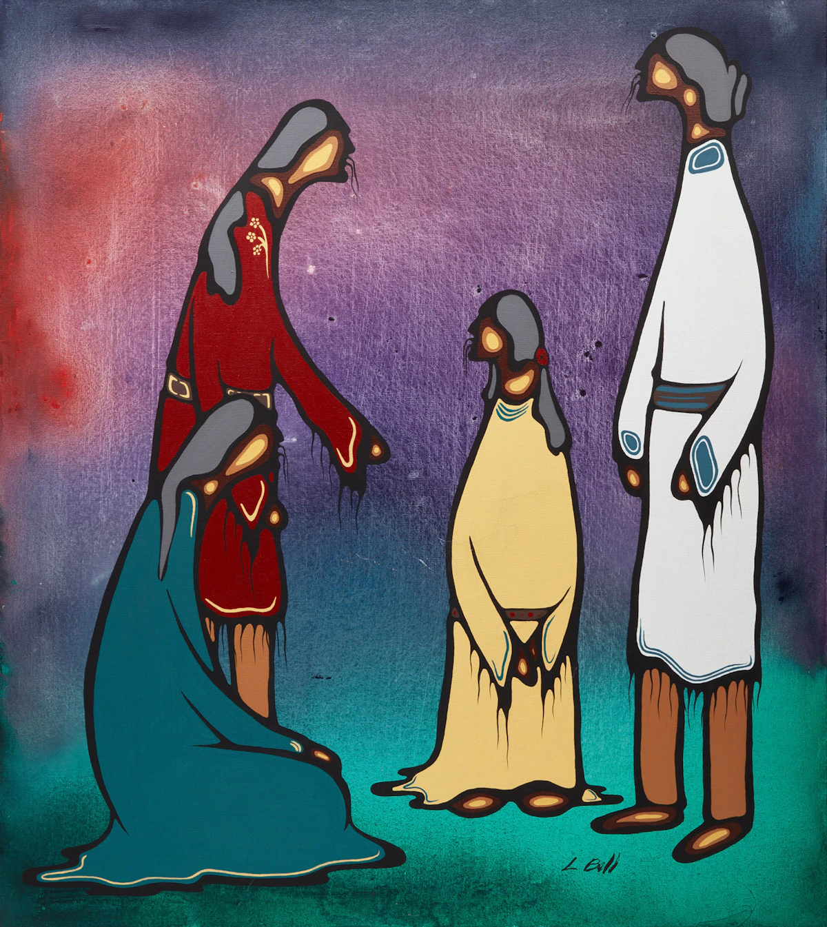 Leland Bell, Four Women Helpers, acrylic on canvas, 1979