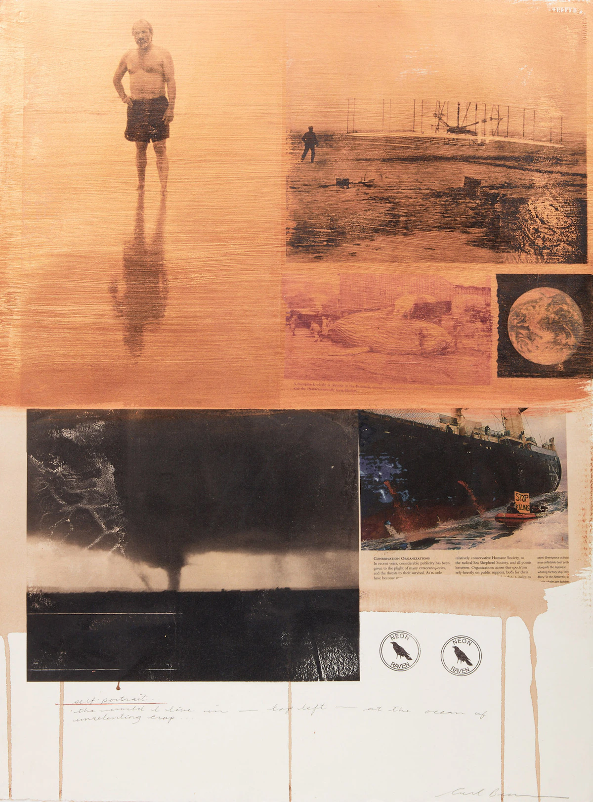 Carl Beam, Self Portrait, mixed media
