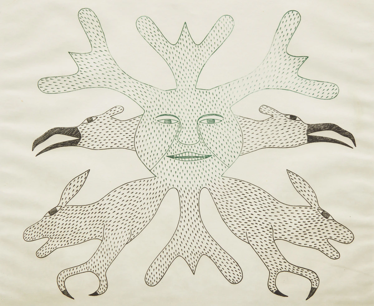 Kenojuak Ashevak, Bird Image, etching, 1968