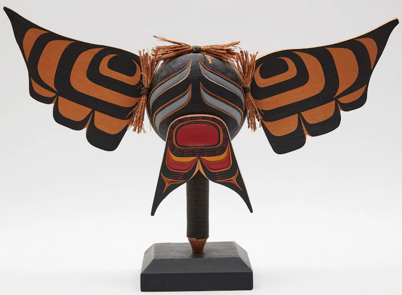 Jason Hunt, Kwagulth Owl Rattle, painted wood - view 4