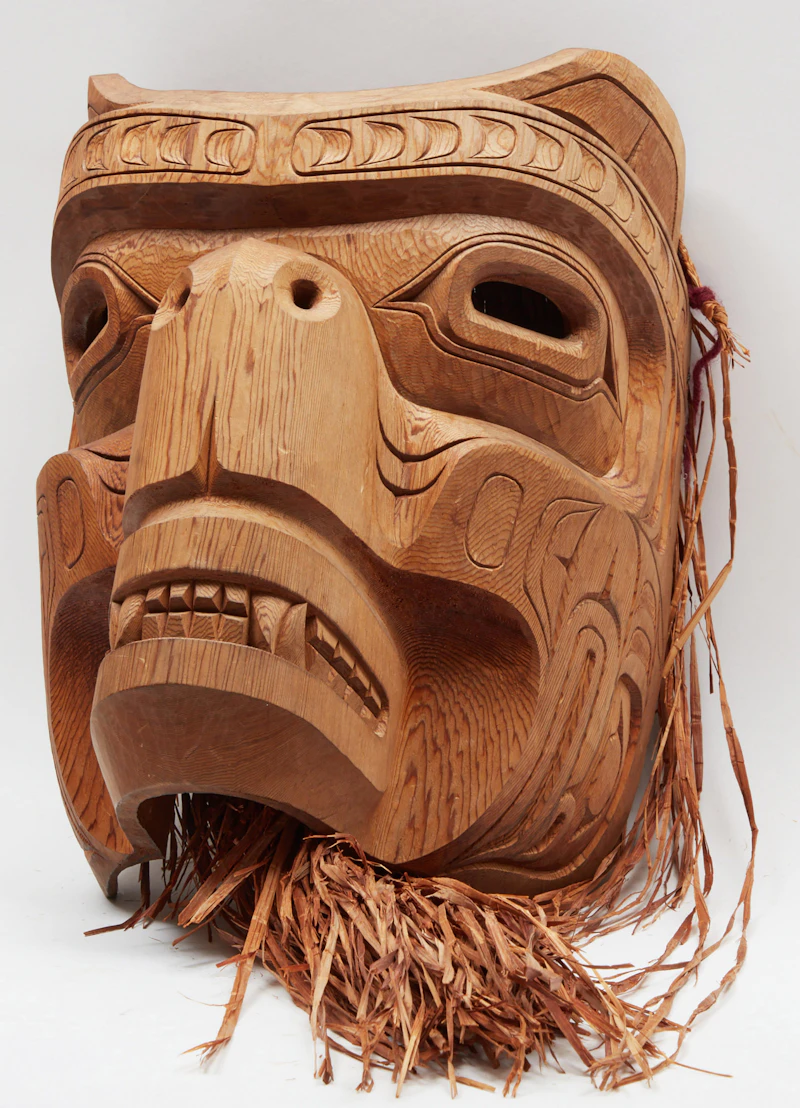 Stan Hunt, Kwa- Guilth Sea Bear , unpainted wood with cedar bark - view 2