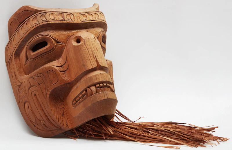 Stan Hunt, Kwa- Guilth Sea Bear , unpainted wood with cedar bark - view 3
