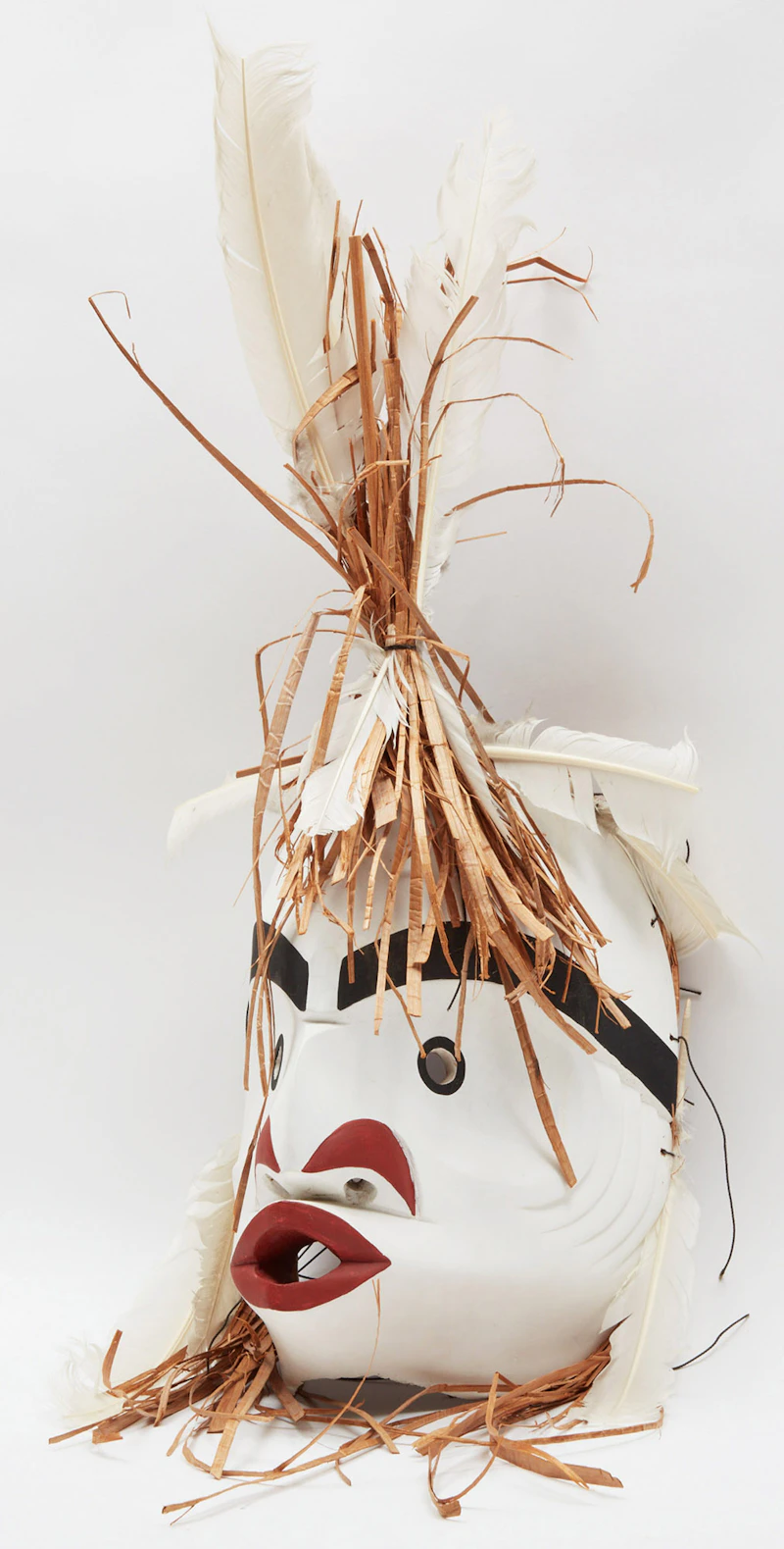 Patrick  Amos and Rylan Amos, Nuu-chah-nulth Style Lost Whaler Mask, painted wood with cedar bark and feathers, 1997 - view 2