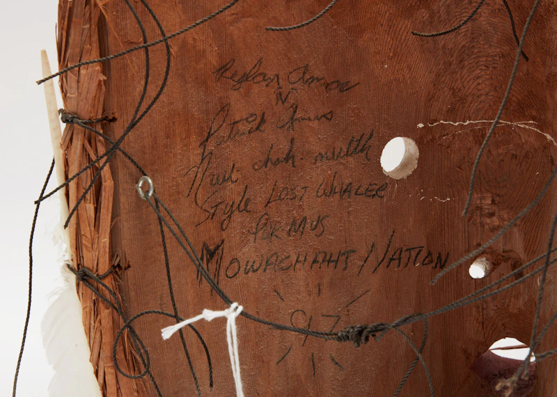 Patrick  Amos and Rylan Amos, Nuu-chah-nulth Style Lost Whaler Mask, painted wood with cedar bark and feathers, 1997 - view 5