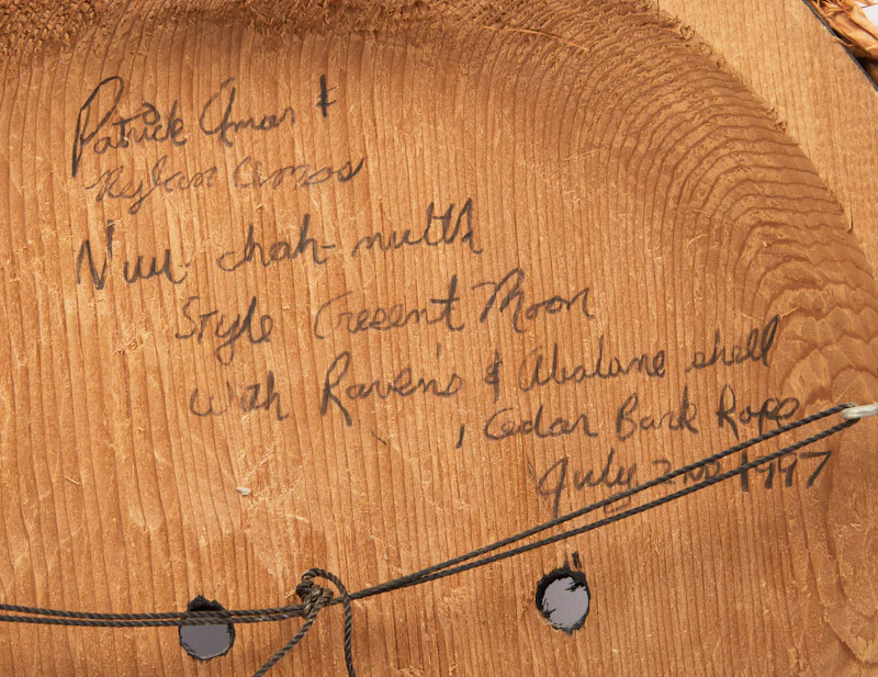 Patrick Amos, Crescent Moon, painted wood with shell and cedar bark raffia, 1997 - view 3