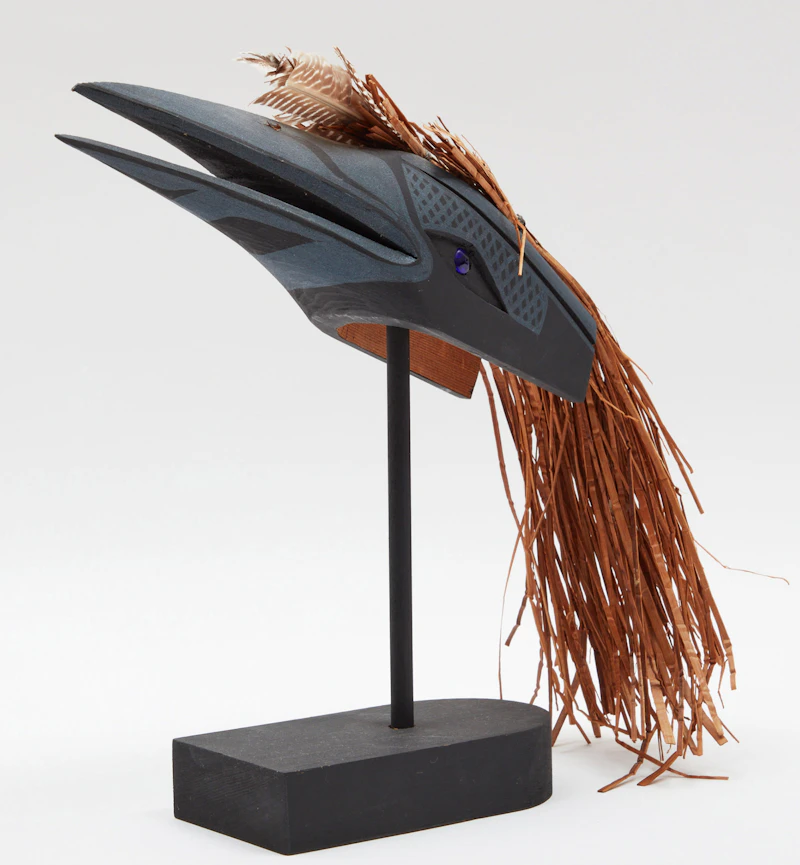 Patrick Amos, Nuu-chah-nulth Hummingbird, painted wood with feathers and cedar bark, 2011 - view 3