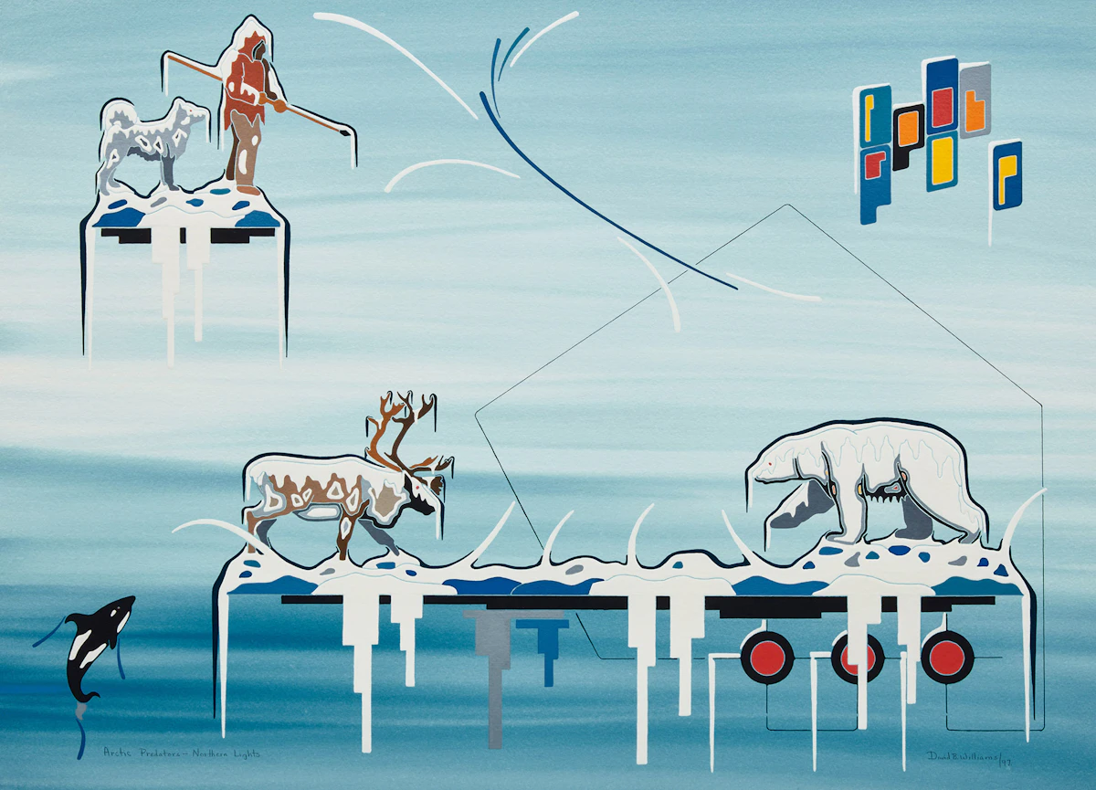 David B. Williams, Arctic Predators - Northern Lights , acrylic on paper, 1997 