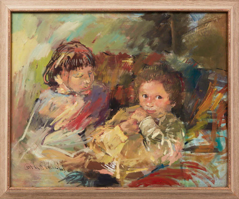 Arthur Shilling, Children, oil on canvas - view 2