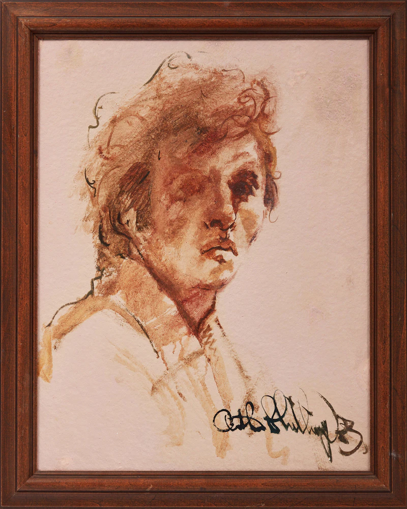 Arthur Shilling, Self-Portrait, gouache on board, 1963 - view 2