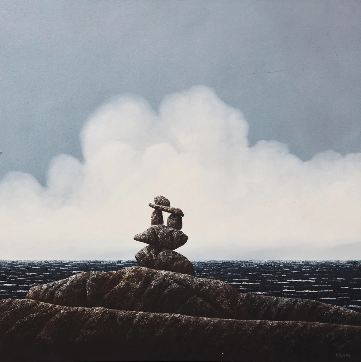 Ken Kirkby, Inukshuk, acrylic on canvas