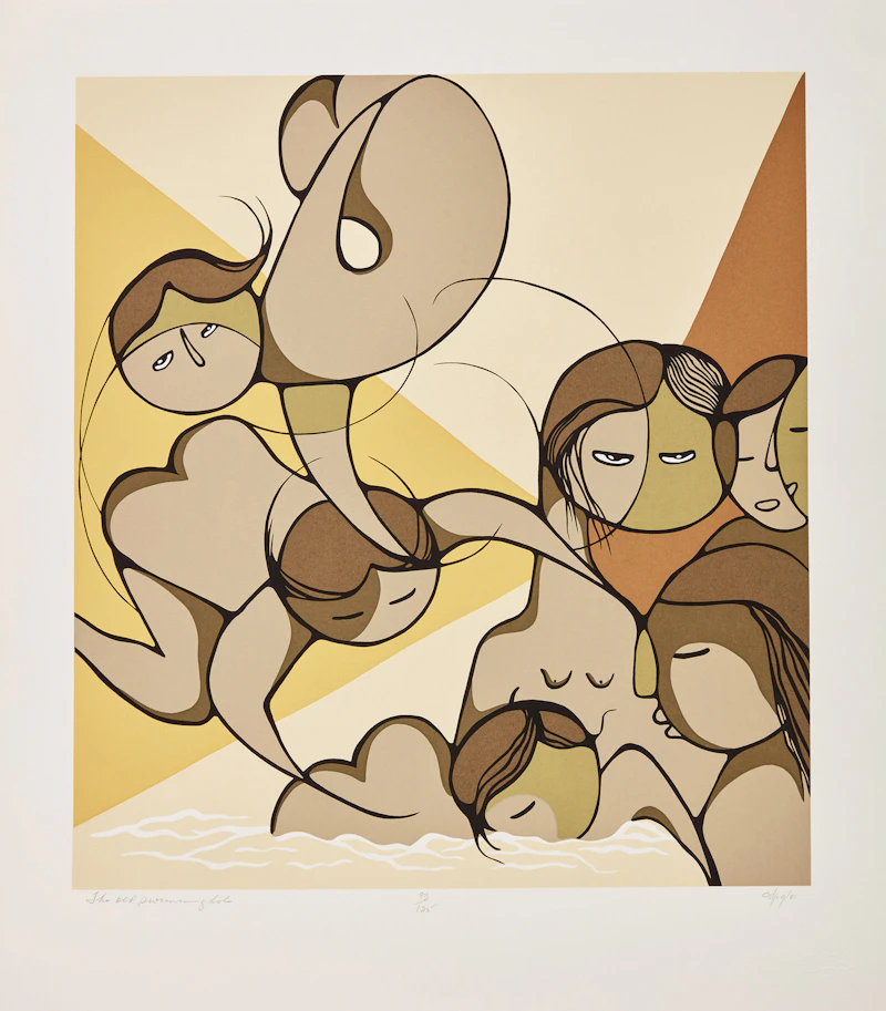 Daphne Odjig, The Old Swimming Hole; Little Mothers , two colour serigraphs, 1981 - view 2