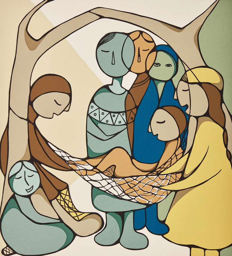 Daphne Odjig, The Old Swimming Hole; Little Mothers , two colour serigraphs, 1981 - view 4