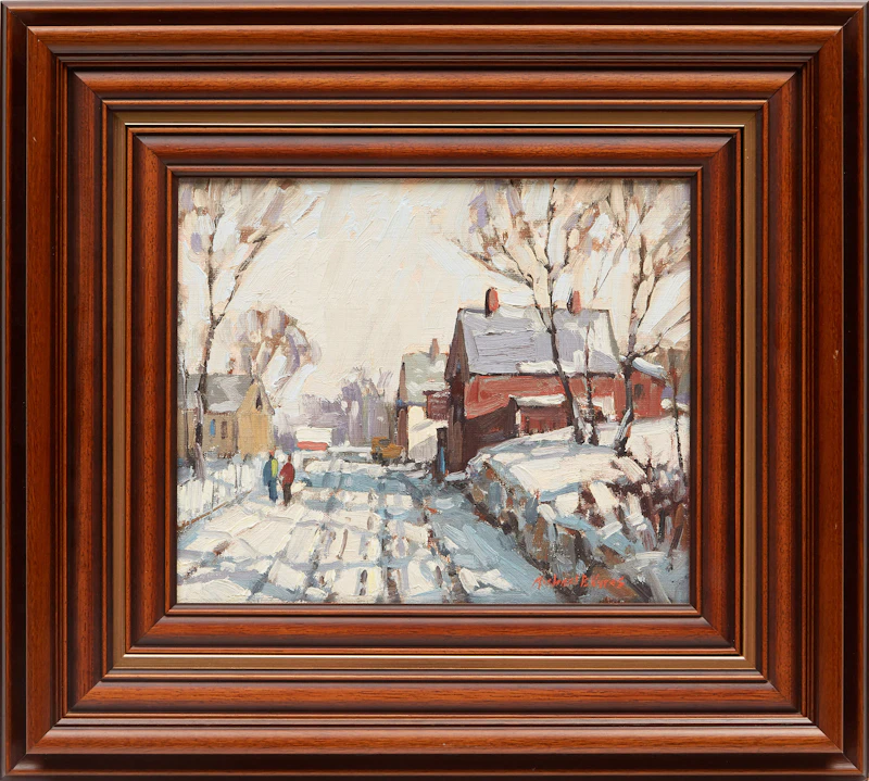 Michael B. Karas, Winter Street Scene, oil on canvas board - view 2