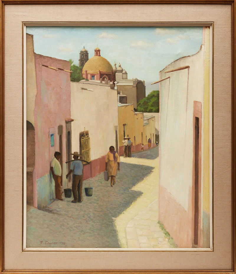 Frederick Bourchier Taylor, Looking Down Calle Homobono, oil on canvas, 1972 - view 2