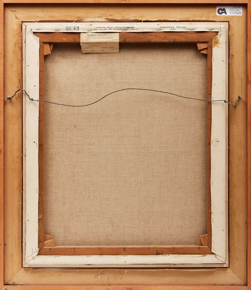 Frederick Bourchier Taylor, Looking Down Calle Homobono, oil on canvas, 1972 - view 3