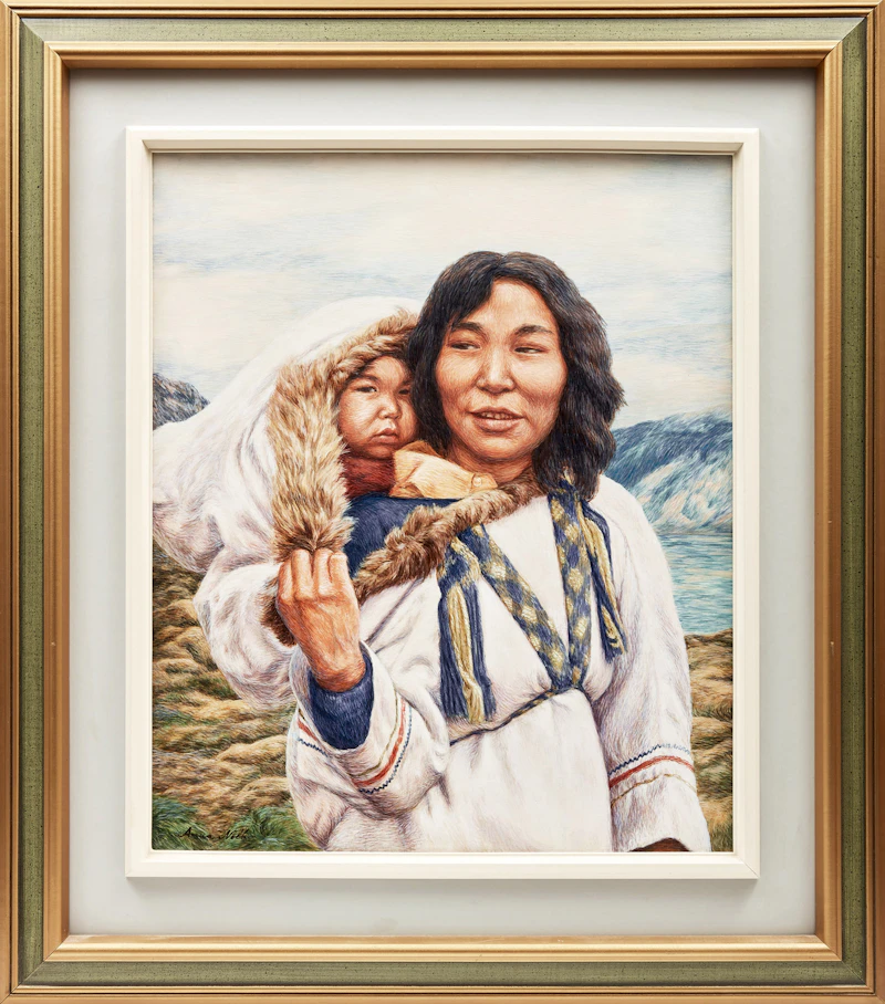 Anna Noeh, Untitled (Mother and Child); Women in Pond Inlet, two oil paintings, 1980 - view 2