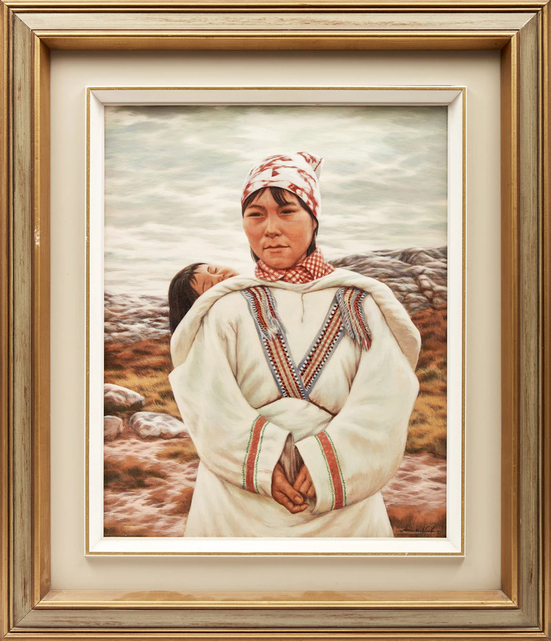 Anna Noeh, Untitled (Mother and Child); Women in Pond Inlet, two oil paintings, 1980 - view 5