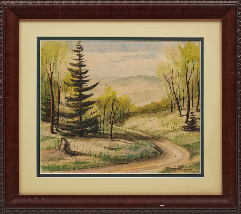 Betty Roodish Goodwin, Landscape With Winding Road, watercolour - view 2