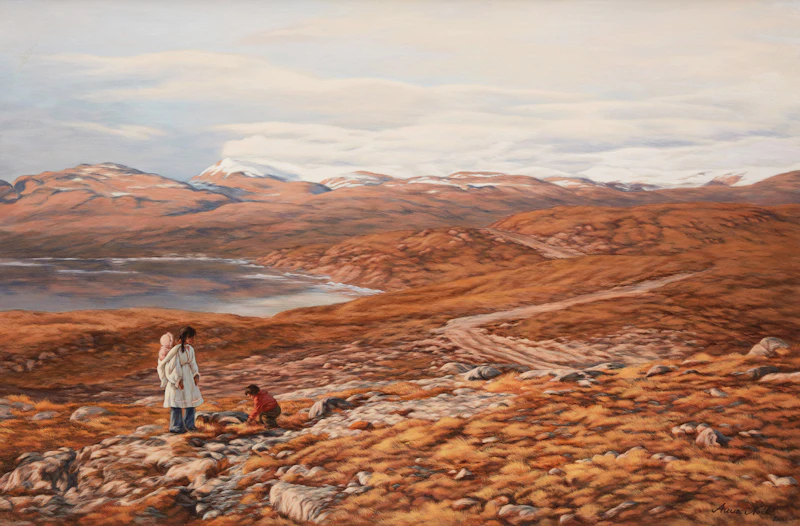 Tundra Landscape with Mother and Children by Anna Noeh