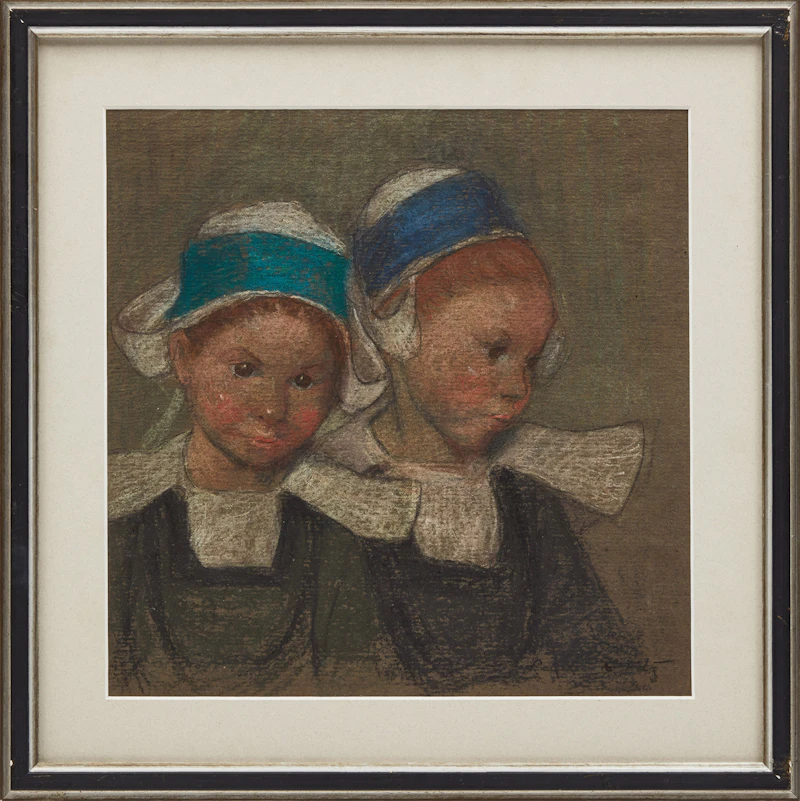 Laura Adeline Muntz Lyall, The Breton Sisters, double-sided pastel, circa 1895 - view 2