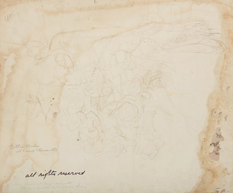 Edith Grace Coombs, Gothic Arches at Camp Charmette , oil on board - view 2
