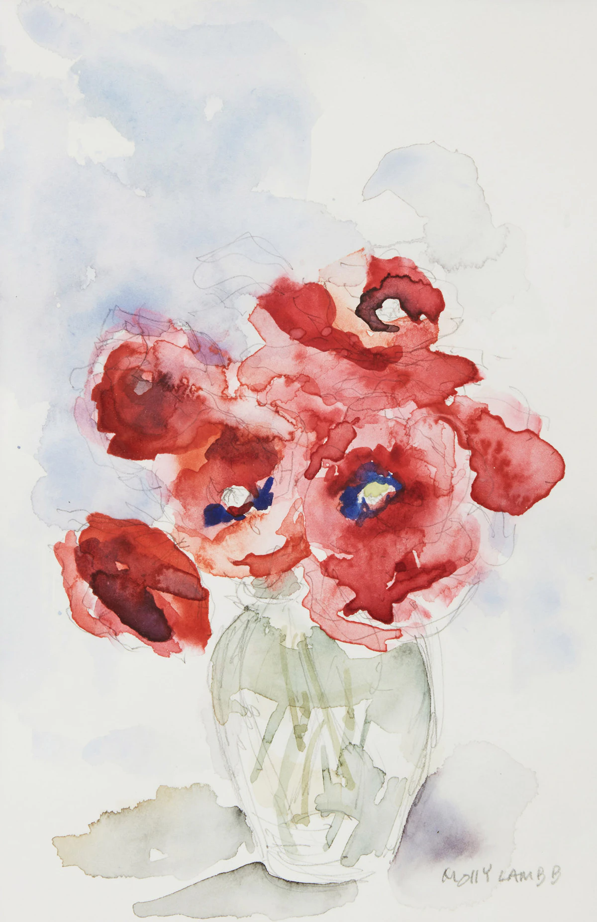 Molly Lamb Bobak, Poppies, watercolour