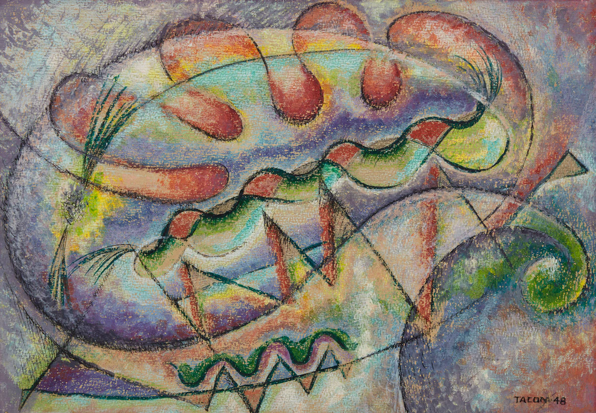 Edna Jeannette Tacon, Abstract, mixed media on paper, 1948