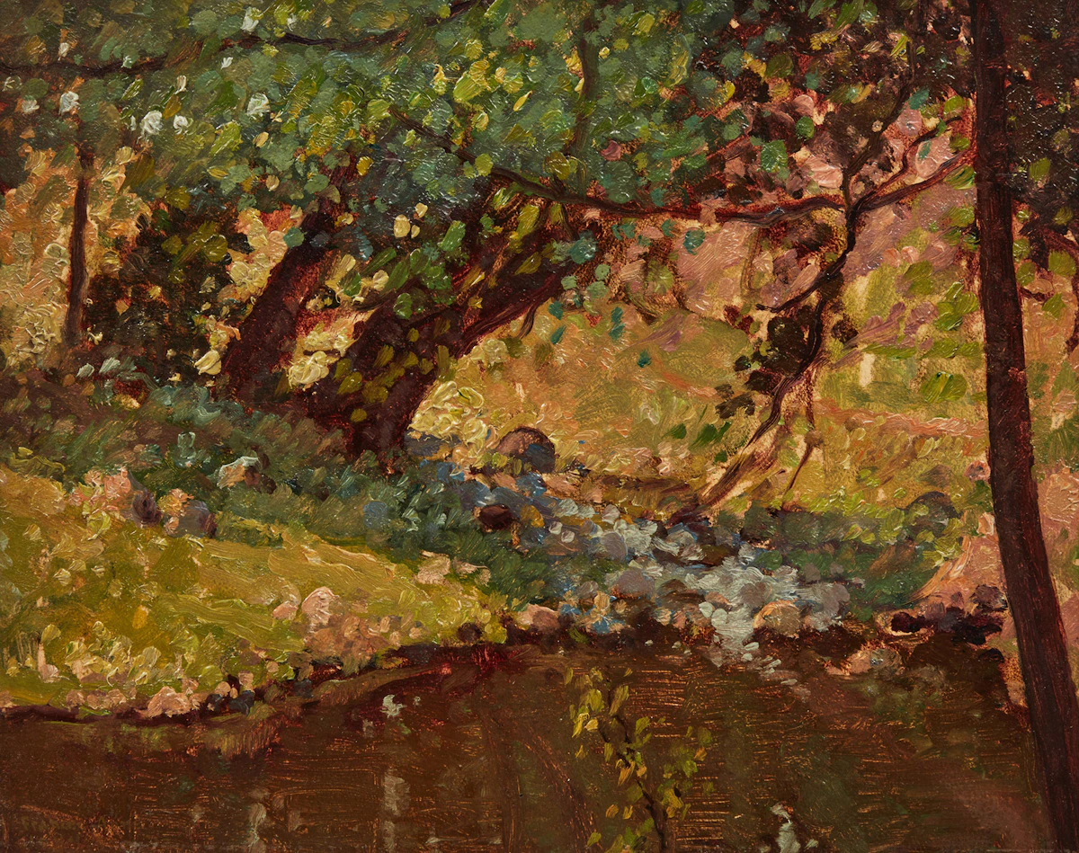 Frances Anne Johnston, Untitled (Forest Interior), oil on board