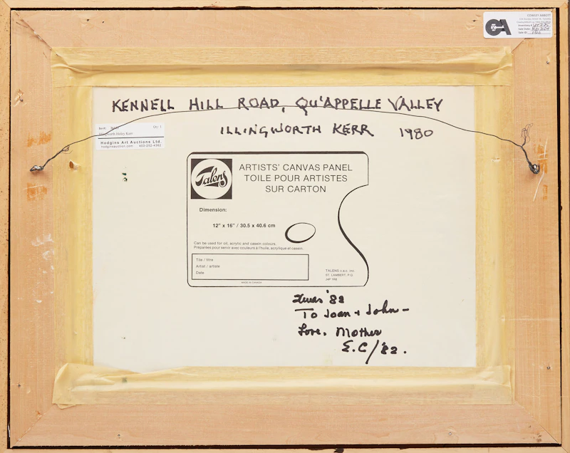 Illingworth Holey Kerr, Kennell Hill Road, Qu’Appelle Valley, oil on board, 1980 - view 3