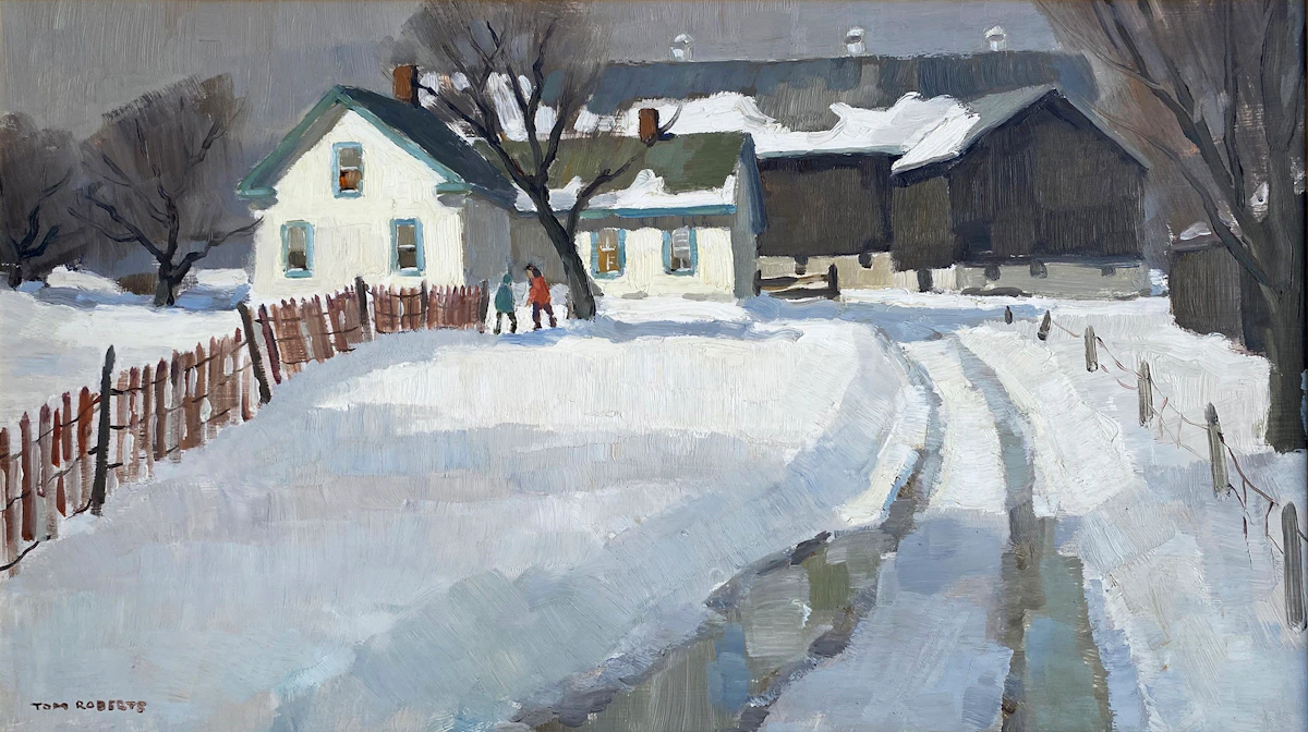 Thomas Keith Roberts, The White Farmhouse, oil on board