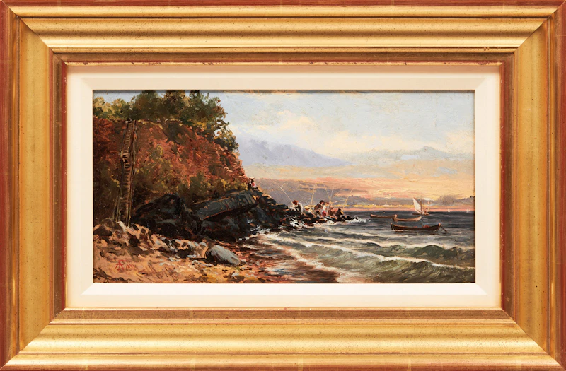 John Arthur Fraser, Fishermen, Gaspé, oil on board, 1881 - view 2