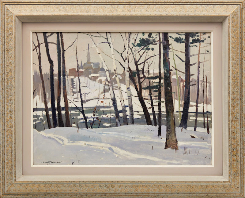 George Lorne Holland Bouchard, Looking Across to Drummondville, P.Q. (Eastern Townships), oil on board - view 2