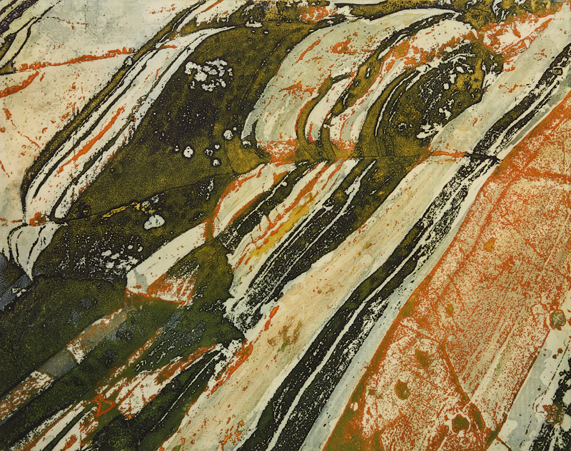 Edward John Bartram, Folded Rock (Precambrian Shield Series), etching and aquatint in colours