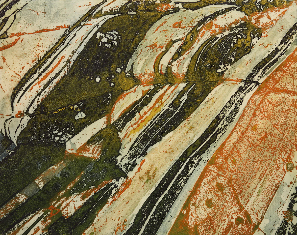 Edward John Bartram, Folded Rock (Precambrian Shield Series), etching and aquatint in colours, 1980