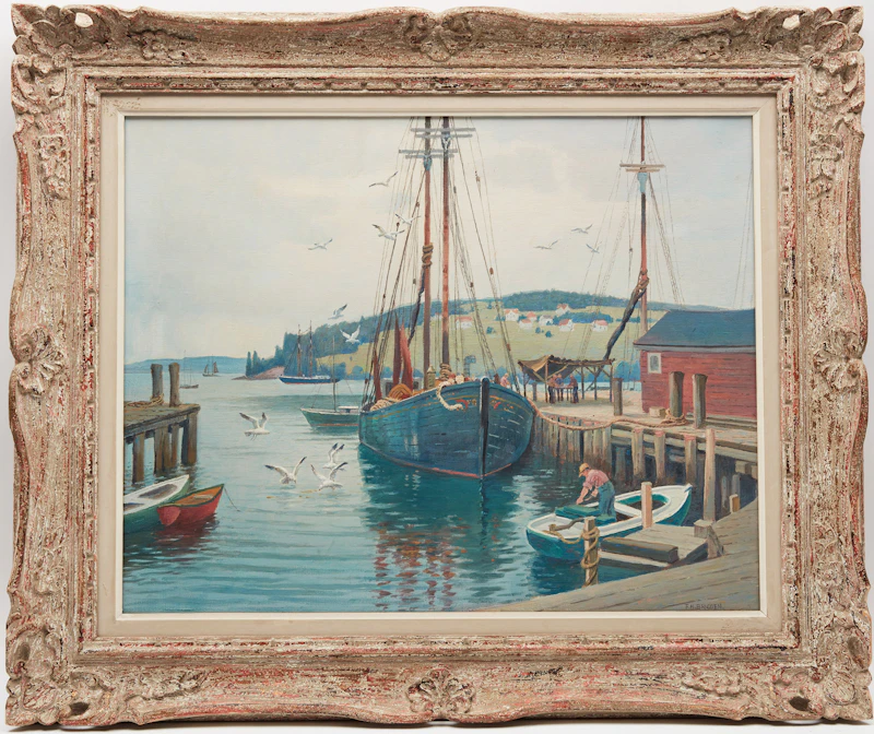 Frederick Henry Brigden, Lunenberg Harbour, oil on canvas - view 2
