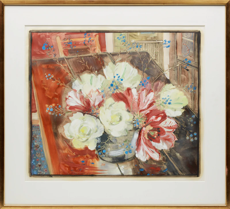 David Lloyd Blackwood, Peonies & Mysotosis, monotype on rice paper, 1991 - view 2